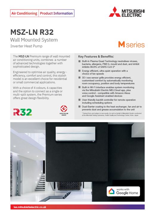Cover of the Mitsubishi Electric MSZ-LN product information sheet