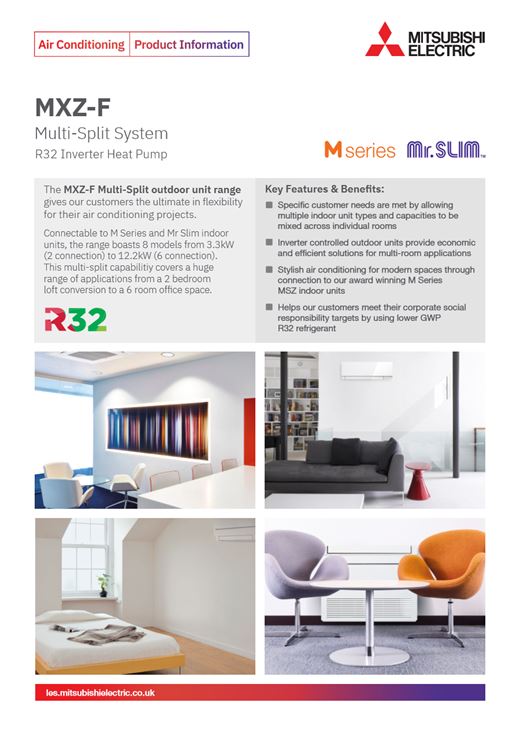 Cover of the Mitsubishi Electric MXZ-F multi-split product information sheet