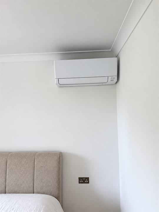Mitsubishi Electric indoor unit installed in a bedroom